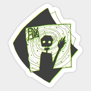 BRAIN - Faded Fake Green 3d Creepy Skeleton Japanese Kanji Thing Sticker